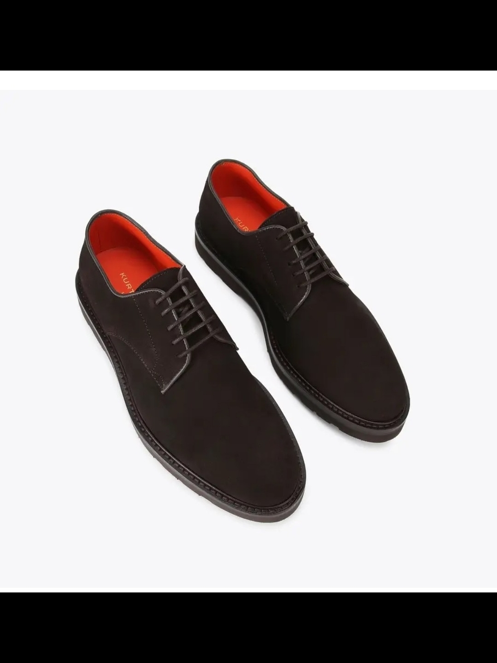 Kurt Geiger Black Suede Derby Shoes with Red Lining
